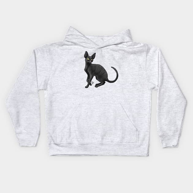 Cat - Cornish Rex - Black Kids Hoodie by Jen's Dogs Custom Gifts and Designs